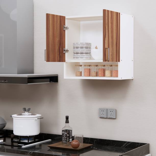 Flipkart Perfect Homes Space-Saving Wall Hanging 2 Doors Cupboard with 2 Shelves, French Cleat Engineered Wood Kitchen Cabinet