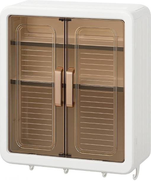 LeyLuko Premium Wall-Mounted Multi-Purpose Storage Cabinet with Transparent Doors &Hooks Plastic Kitchen Cabinet