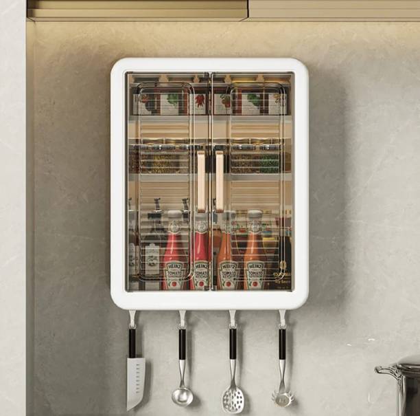 PRIME WELL Wall Mounted Storage Cabinet for Kitchen & Bathroom, Plastic Kitchen Cabinet