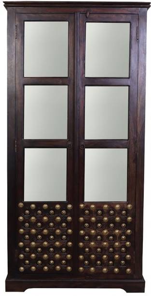 VRIKSHH Solid Sheesham Wood Kitchen Cabinet With Multiple Shelves Storage Solid Wood Crockery Cabinet