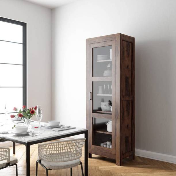 shree natural Sheesham Wood Kitchen Crockery Cabinet with 1 Door & 5 Shelf for Living Room Solid Wood Crockery Cabinet