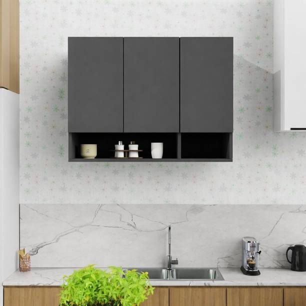 Flipkart Perfect Homes 3 Door Wall Mounted Kitchen Cabinet | Modular Storage Cupboard with Shelves Engineered Wood Kitchen Cabinet
