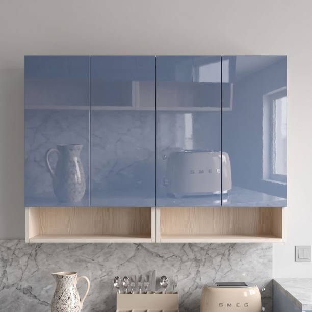 SPECIALITY PANELS 4 Door Mirror Glossy UV Resistant handless shutter , Shelf Free Installation Engineered Wood Crockery Cabinet