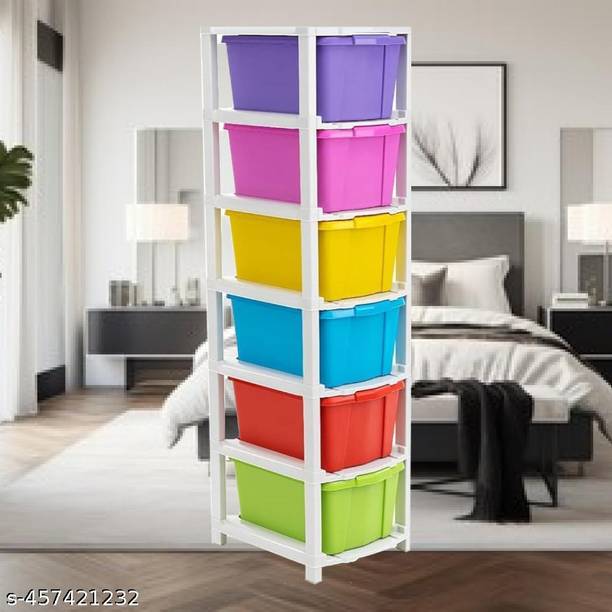 romios 6 Layer Plastic Foldable Cupboard For Storage Plastic Modular Drawer Plastic Kitchen Cabinet