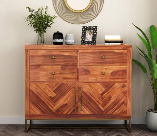kusum handicrafts Sheesham Wood Cabinet with Multiple Storage Free Standing Sideboard Engineered Wood Kitchen Cabinet