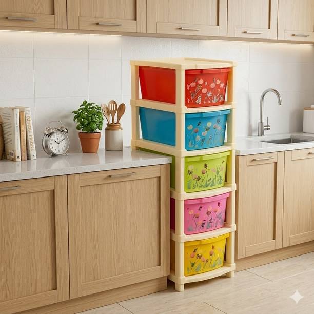 Vallaree 5 Layer Kitchen Cabinet Storage Organizer Multipurpose Plastic Kitchen Cabinet