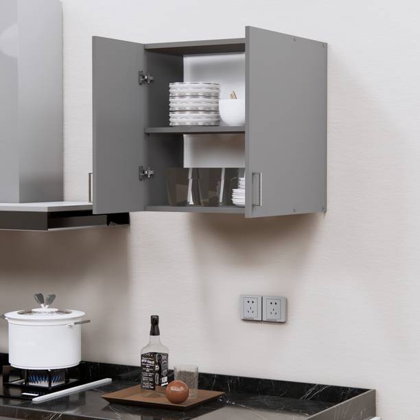 Flipkart Perfect Homes Space-Saving Wall Hanging 2 Doors Cupboard with 2 Shelves, French Cleat Engineered Wood Kitchen Cabinet