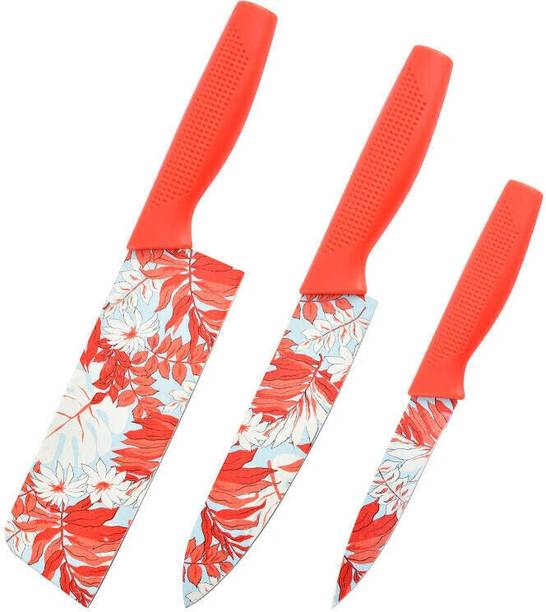 JIGSHTIAL 3 Pc Stainless Steel Knife Set High Carbon SS Ultra Sharp Butcher,Pairing,Meat,Vegetable Knife for Kitchen