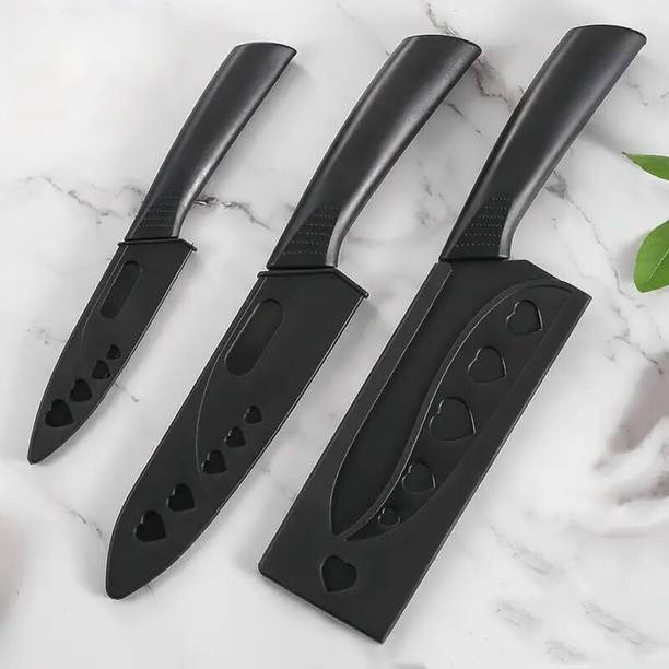 YELONA 3 Pc Stainless Steel Knife Set Printed SS Ultra Sharp Butcher, Meat, Pairing, Vegetable for Kitchen