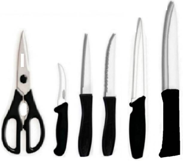 DNJ 6 Pc Stainless Steel Knife Set Knife set Stainless Steel WITH kitchen Scissor , knives and knife set