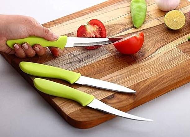 EBBSTONE 3 Pc Plastic Knife Set 3 PCS Stainless Steel Kitchen Knife Set for Vegetable & Meat Cutting Knife