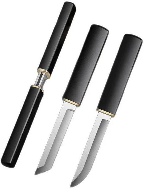 Kneefcy 1 Pc Stainless Steel Knife 2 in 1 Fixed Blade Knifes Multi-Functional Vegetable Double Side Blades Knife