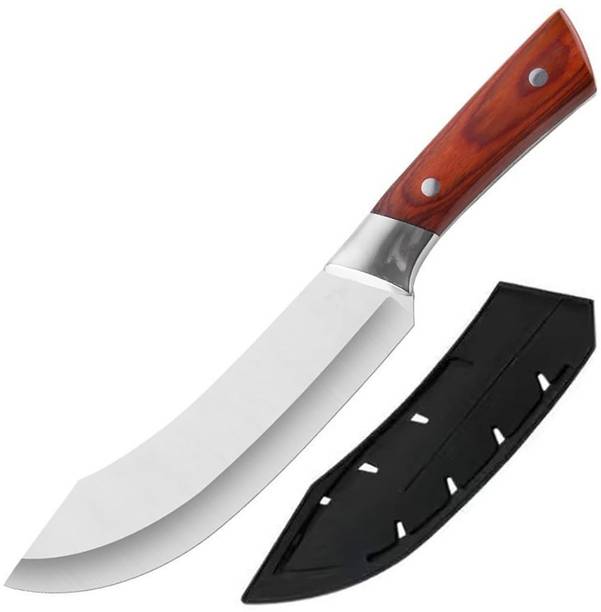 Zypheron 1 Pc Stainless Steel Knife Curved Butcher Knife for Meat Cutting – Full Tang For Chicken, Mutton, Fish