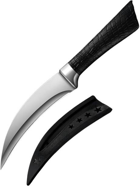 Zypheron 1 Pc Stainless Steel Knife Curved Utility Knife with Ergonomic Handle & Sheath for Cutting, Vegetables