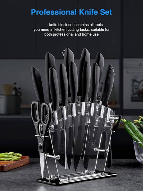 एके10ज़ोन 17 Pc Kitchen Tool Set with Stand स्टेनलेस स्टील, प्लास्टिक चाकू सेट