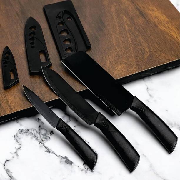 AK10ZONE 3 Pc Stainless Steel Knife Set 3 Pcs Professional Kitchen Knife Set with Protective Covers