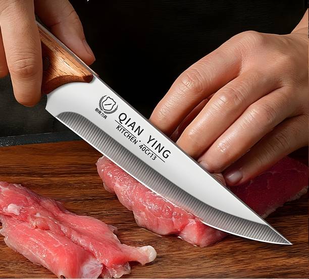 Kneefcy 1 Pc Carbon Steel Knife Chef Knife Non Slip Triple Rivet Strong Wood Handle, Kitchen Cutting Knives