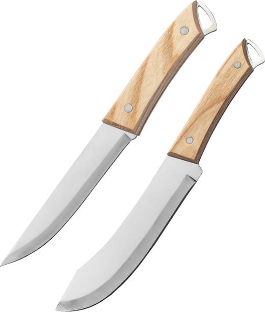 Captoola 2 Pc Stainless Steel Knife Set Trimming Knife Meat Cleaver German Knife Set Vegetable Cleaver (Silver, 2 Pcs)