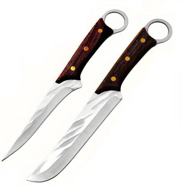 Captoola 2 Pc Stainless Steel Knife Set Boning Knife Meat Cleaver Butcher Knife Sashimi Knife Kitchen Knife(Steel,2 Pcs)
