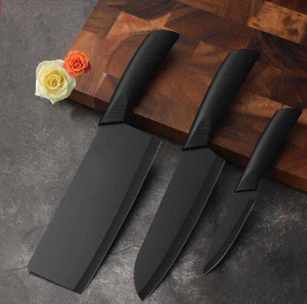 Beras 3 Pc Stainless Steel Knife Set Professional Butcher, Meat, Pairing, and Vegetable Knives for the Kitchen