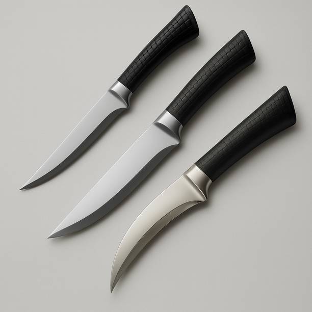 Machado 3 Pc Stainless Steel Knife Set & Leather Sheath|German Boning, Slicing & Curved Knives For Meat, Fish & Poultry