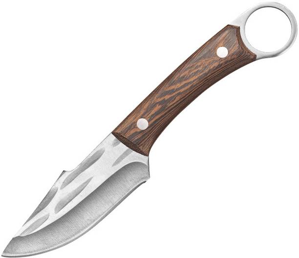 Kneefcy 1 Pc Stainless Steel Knife Multipurpose Kitchen Cutter Knife with Ring Handle for Easy Grip