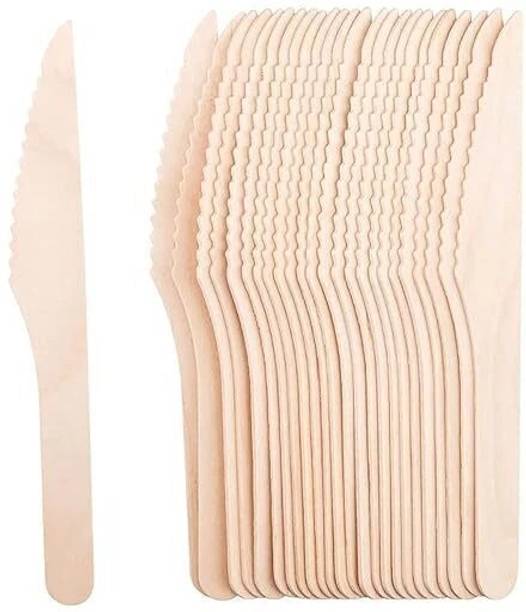 DTD 100 Pc Wood Knife Disposable Wooden Knife 160mm, Eco Friendly Cake Cutting Knifes