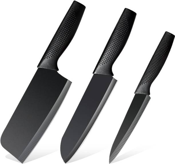 REVATAKG 3 Pc Stainless Steel Knife Set Ultra-Sharp Chef, Slicing & Fruit Knives for Meat, Vegetables & Fruits
