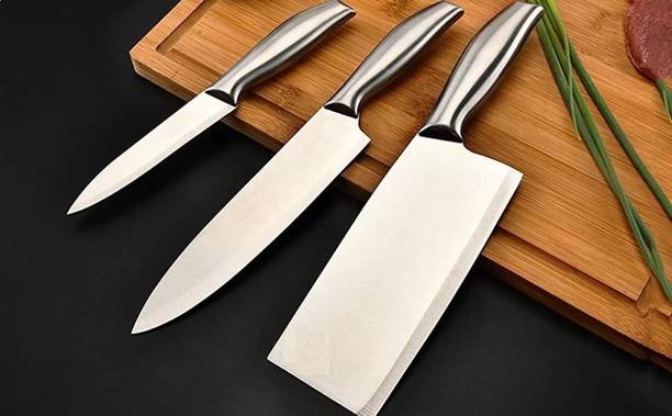 ATIASRAMA 3 Pc Stainless Steel Knife 2023 Professional Chef's Knife with Ergonomic Handle