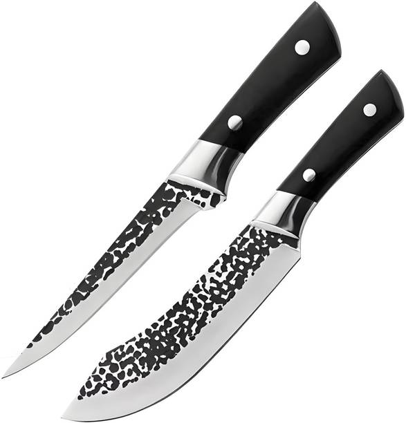 Captoola 2 Pc Carbon Steel Knife Set Captoola Cleaver Chopping Chef Butcher Knife Boning Knife ABS Handle