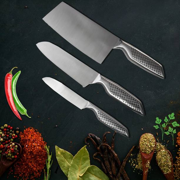 UniKart 3 Pc Stainless Steel Knife Set Ideal for Vegetable,Meat Cleaver Butcher Chef's Chopper For Kitchen & Restaurant