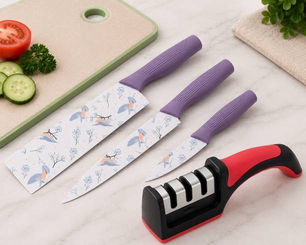 KitchenMartt 4 Pc Stainless Steel Knife Set Knife set purple