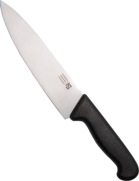 HS WORLD 1 Pc Stainless Steel Knife 8-Inch Chef Knife, Stainless Steel, Curved Handle, Ultra Sharp