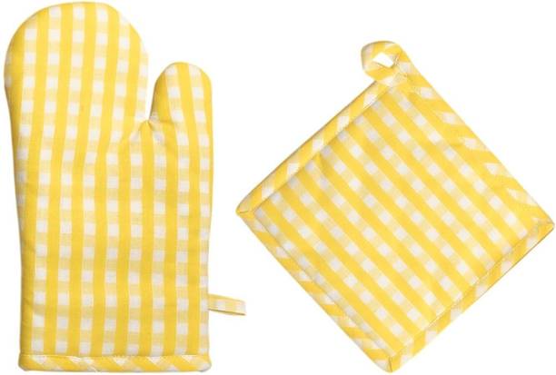 Pixel Home Yellow Cotton Kitchen Linen Set