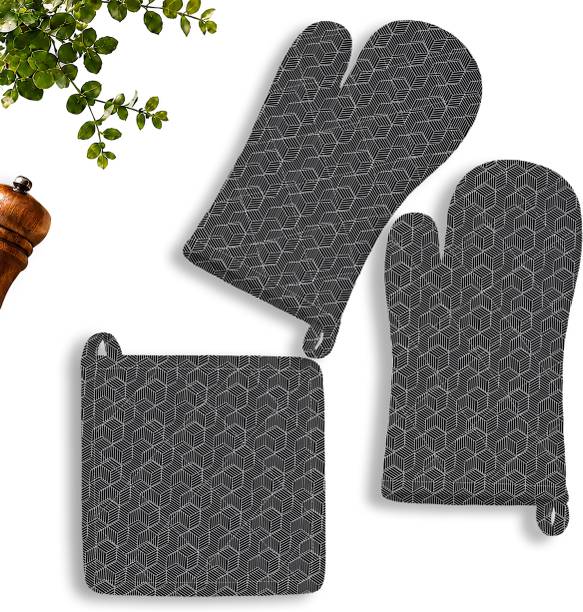 Oasis Hometex Black Cotton Kitchen Linen Set