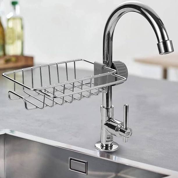 SHYAMES ENTERPRISE Stainless Steel Sink Sponge Tap Organizer for Kitchen Faucet Shelf Stainless Steel Wall Shelf