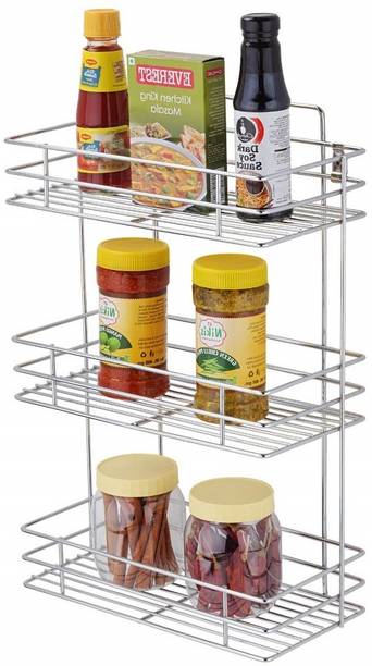 Daaduji Containers Kitchen Rack Steel Multipurpose Steel 3-Tier Corner Storage Rack/Shelf - Kitchen and Bathroom