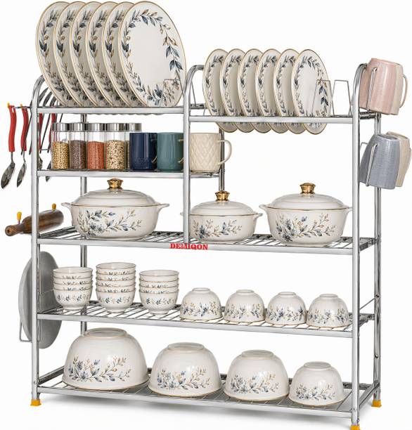 DEMIQON Utensil Kitchen Rack Steel 5 Shelves Dish Rack| Steel Kitchen Stand | Kitchen Storage Rack | 30 x 30 Inch |