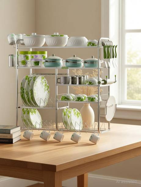 AVAIL Utensil Kitchen Rack Steel 32x30 5 Shelf Dish Rack | Modular Kitchen Utensils Rack |