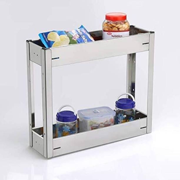 Verito Utensil Kitchen Rack Steel Perforated 2 Tier Sheet Pull out Basket 8X20X17 Inch / Modular Kitchen Basket