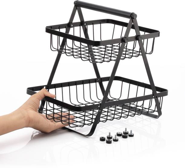 GloveKeel Fruits/Vegetables Kitchen Rack Iron FreshNest Metal Fruit & Vegetable Basket Stand