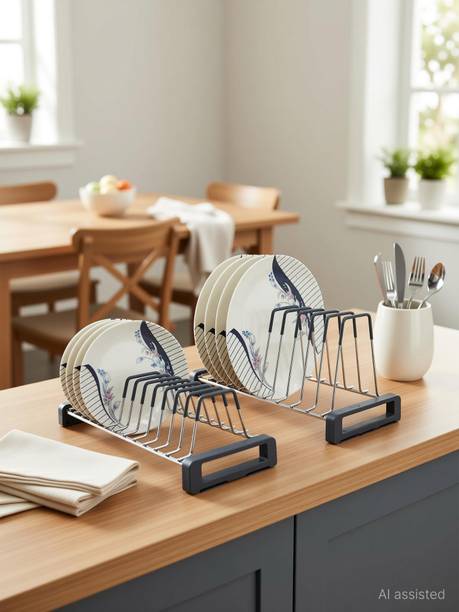 Smartslide Dish Drainer Kitchen Rack Steel Stainless Steel Thali & Dish Stand/Plate Stand for Modular Kitchen Coated