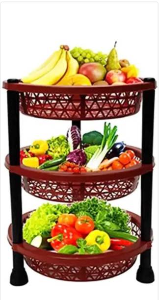 Muenterprises Fruits/Vegetables Kitchen Rack Plastic Multipurpose Plastic 3 Tier Fruits/Vegetables Basket Stand