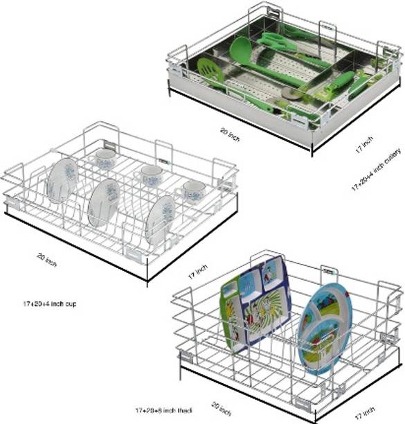 Orbix Utensil Kitchen Rack Steel 17×20 cup, thali, cutlery basket combo