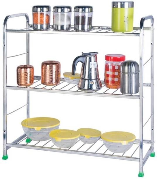 IRONTECH Utensil Kitchen Rack Steel Stainless Steel Wall Mount (24 x 24 INCHES) Modular Kitchen Storage Rack