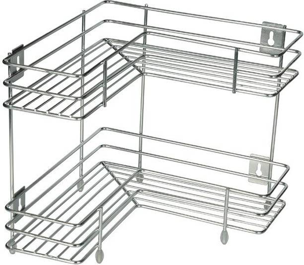 TASTORA Utensil Kitchen Rack Steel L Shape Stainless Steel Multipurpose Corner Kitchen