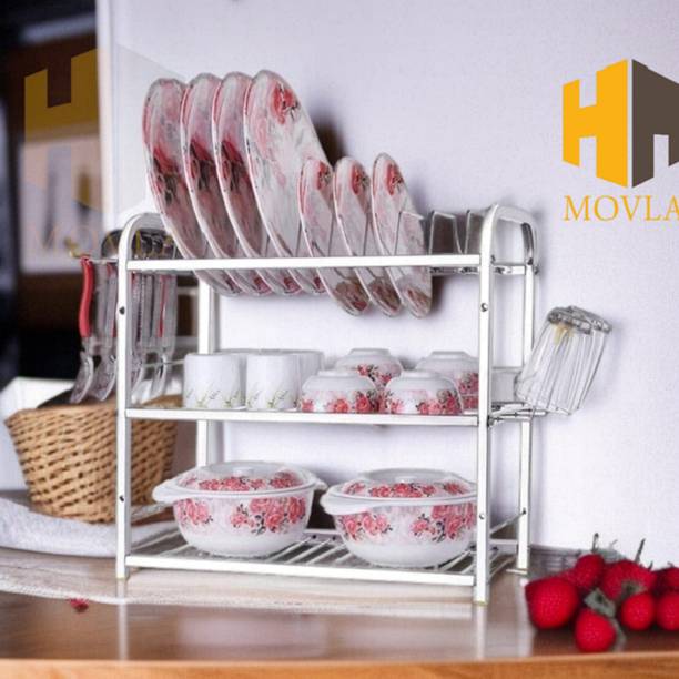 movla Dish Drainer Kitchen Rack Steel Kitchen Utensils Rack Modular Kitchen Storage Rack