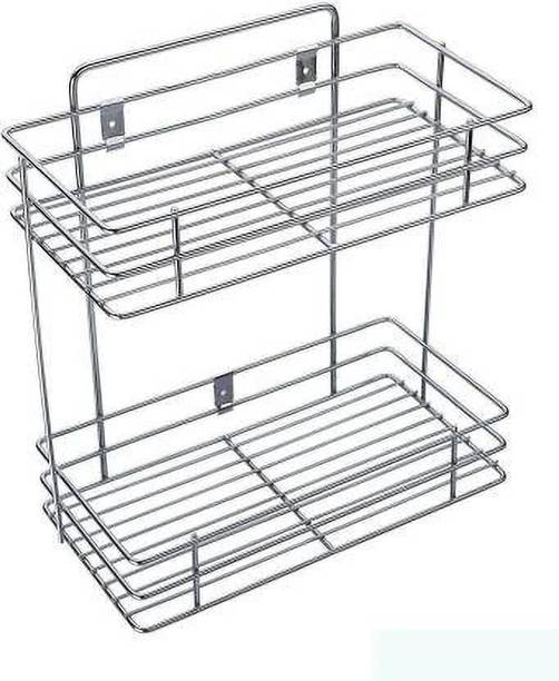 Premsakhi Containers Kitchen Rack Steel Double Layer Vegetable & Fruit Basket Kitchen Storage Stand