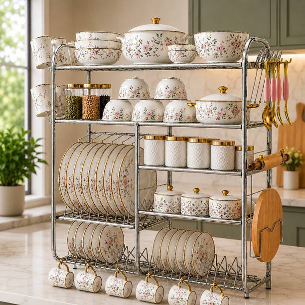 DEMIQON Utensil Kitchen Rack Steel Good Quality Kitchen Rack | Dish Rack with Plate & Cutlery Stand 31 x 30 Inch