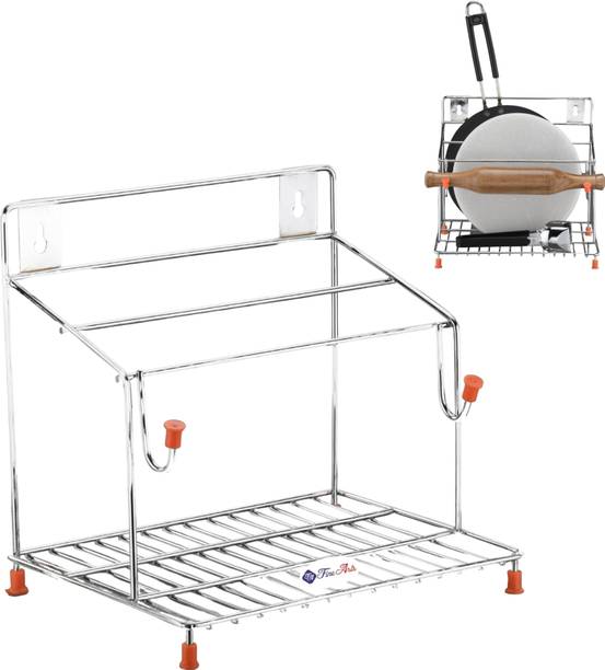 Shelfmart Utensil Kitchen Rack Steel Rolling Pin & Board Storage Rack | Space Saving Kitchen Stand Stainless Steel